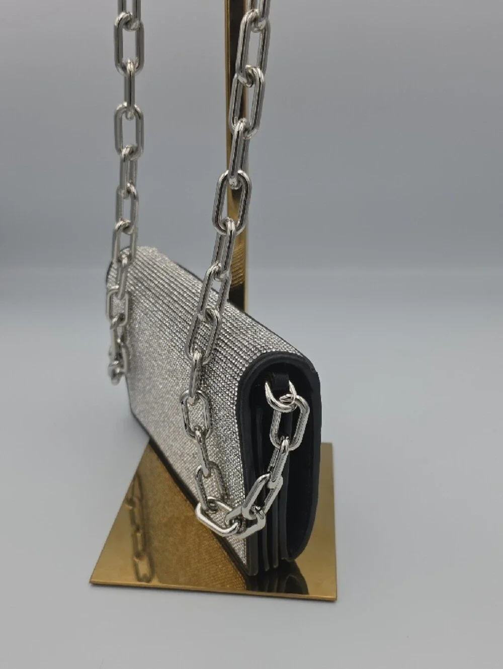 Alexander Wang Attica Rhinestone Mesh Leather Small Chain Crossbody (EUC)🩶🖤🩶